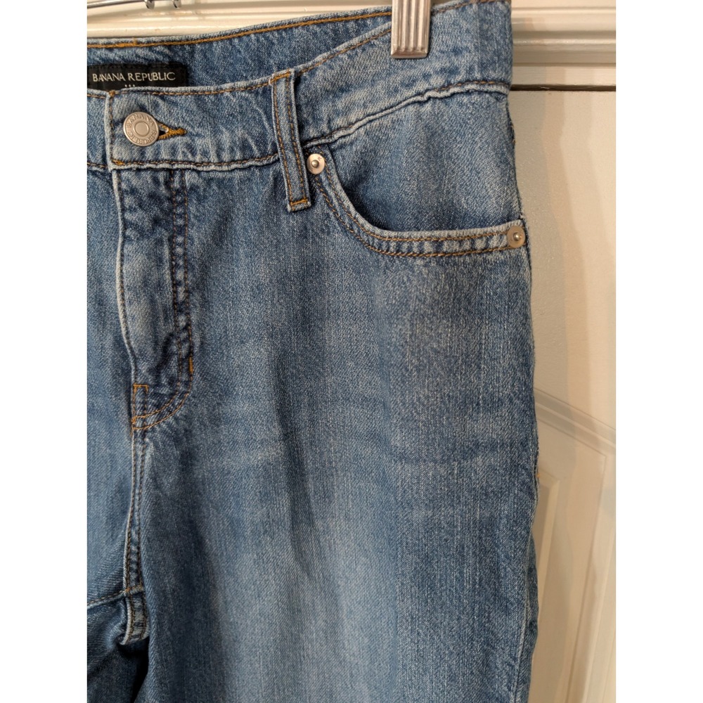Banana Republic Womens Barrel Jean Medium Wash High Rise Tapered Blue Size 27/4 - Picture 2 of 7